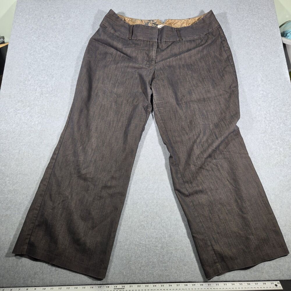Venezia Lane Bryant Brown Striped Dress Pants Trousers 22 Wide Leg Y2K Academia